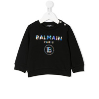 Balmain Kids Moletom com estampa de logo furta-cor - Preto