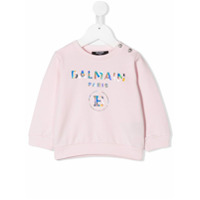 Balmain Kids Moletom com estampa de logo furta-cor - Rosa