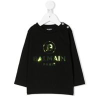 Balmain Kids Moletom com estampa de logo metálico - Preto