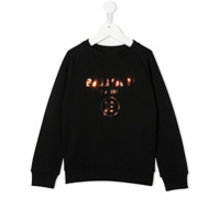 Balmain Kids Moletom com estampa de logo metálico - Preto