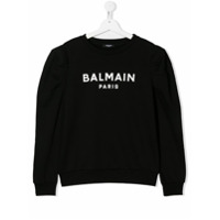 Balmain Kids Moletom com estampa de logo - Preto