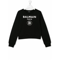 Balmain Kids Moletom com estampa de logo - Preto