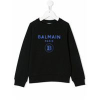 Balmain Kids Moletom com estampa de logo - Preto