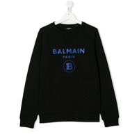 Balmain Kids Moletom com estampa de logo - Preto