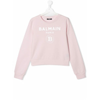 Balmain Kids Moletom com estampa de logo - Rosa