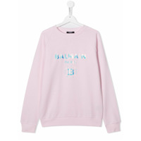 Balmain Kids Moletom com estampa de logo - Rosa