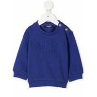 Balmain Kids Moletom com estampa de logo - Roxo