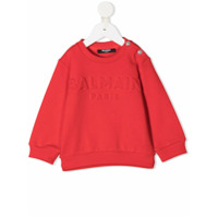 Balmain Kids Moletom com logo bordado - Vermelho