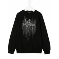 Balmain Kids Moletom com logo de paetês - Preto