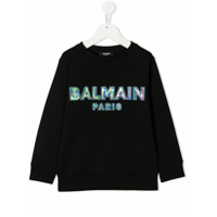 Balmain Kids Moletom com logo furta-cor - Preto