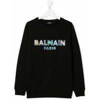 Balmain Kids Moletom com logo furta-cor - Preto