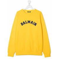 Balmain Kids Moletom com patch de logo - Amarelo