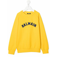 Balmain Kids Moletom com patch de logo - Amarelo