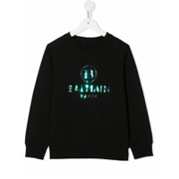 Balmain Kids Moletom de algodão com estampa de logo - Preto