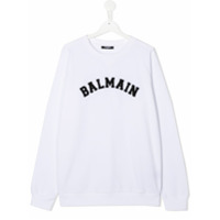 Balmain Kids Moletom oversized com logo - Branco