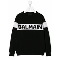 Balmain Kids Suéter de cashmere com logo - Preto
