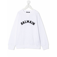 Balmain Kids Suéter mangas longas com estampa de logo - Branco