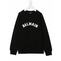 Balmain Kids Suéter mangas longas com estampa de logo - Preto