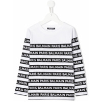 Balmain Kids Suéter mangas longas com logo e listras - Preto