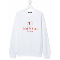Balmain Kids TEEN logo embroidered sweatshirt - Branco