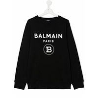 Balmain Kids TEEN logo print cotton sweatshirt - Preto