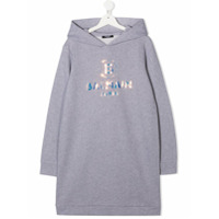 Balmain Kids TEEN logo-print hoodie dress - Cinza