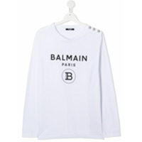 Balmain Kids TEEN logo print T-shirt - Branco