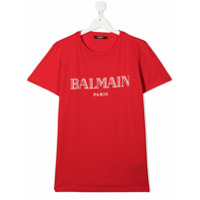 Balmain Kids TEEN logo print T-shirt - Vermelho