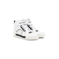 Balmain Kids Tênis cano alto com recortes - Branco
