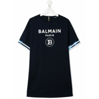 Balmain Kids Vestido com estampa de logo - Azul
