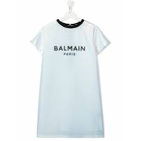 Balmain Kids Vestido com estampa de logo - Branco