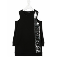 Balmain Kids Vestido de moletom com recorte vazadonos ombros - Preto