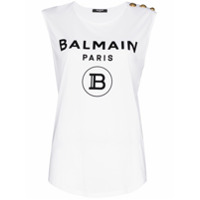 Balmain Regata com botões nos ombros e estampa de logo - Branco