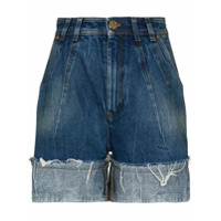 Balmain Short jeans cintura alta com barra dobrada - Azul