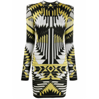 Balmain Vestido slim jacquard com estampa geométrica - Preto