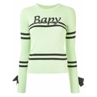 BAPY BY *A BATHING APE® Suéter de tricô canelado com detalhe de laço - Verde