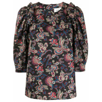 Ba&Sh Blusa Rym com estampa paisley e babados - Preto