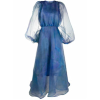 Beaufille Vestido evasê com mangas bufantes - Azul