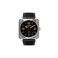 Bell & Ross Relógio BR S Steel Heritage 39mm - BLACK B BLACK CALFSKIN WITH HERITAGE STITCHING