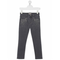 Billieblush Calça jeans slim com aplicação de cristal - Cinza