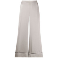 Blanca Vita Calça pantalona com acabamento contrastante - Cinza