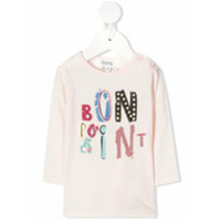 Bonpoint Blusa mangas longas com estampa de logo - Rosa