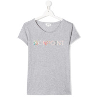 Bonpoint Camiseta decote careca com logo bordado - Cinza
