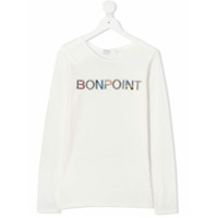 Bonpoint Camiseta mangas longas com estampa de logo - Branco