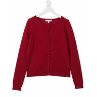 Bonpoint Cardigan perfurado com botões - Vermelho