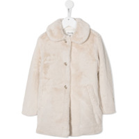 Bonpoint Casaco com abotoamento simples e pelos - Branco