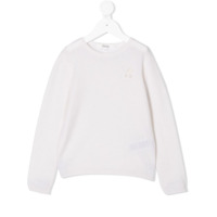 Bonpoint Suéter de cashmere com aplicações de contas - Branco