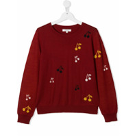 Bonpoint Suéter mangas longas com cereja - Vermelho
