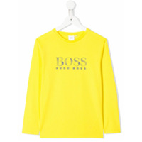 Boss Kids Blusa mangas longas com estampa de logo - Amarelo