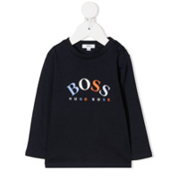 Boss Kids Blusa mangas longas com estampa de logo - Azul